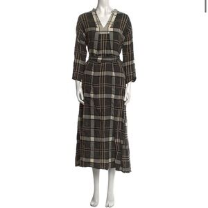 Ace & Jig Black and Cream Plaid Midi with Tonal Belt